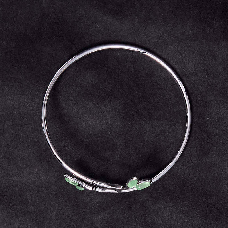 Nimara Ritual Leaf Pattern Cat Eye Support Cuff Bracelet Bangle