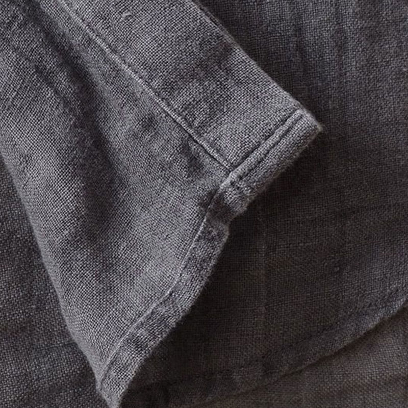 Nimara Ritual Men's Shirt Solid Color Lapel Top Short Sleeve Comfy Button Crease Cotton Linen Shirt