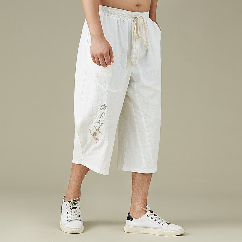 Nimara Ritual Casual Solid Color Leisure Cotton Men's Tapered Pants With Pockets