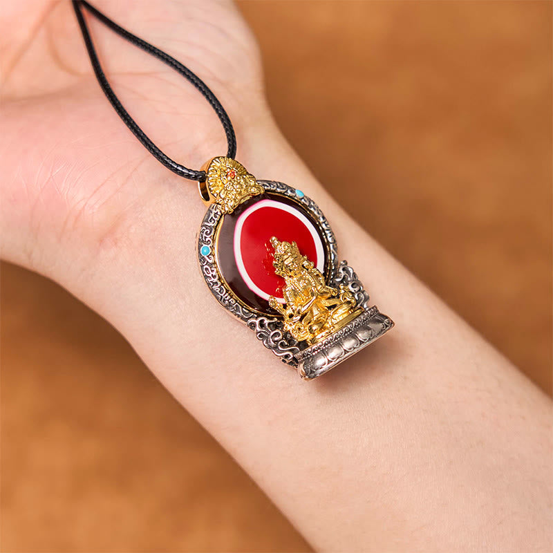 Nimara Ritual Tibetan Avalokitesvara Dzi Bead Pattern Copper Purity Healing Necklace Pendant
