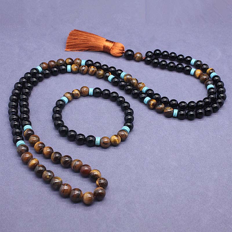 Nimara Ritual Tibetan Black Onyx Peaceful Mala Set
