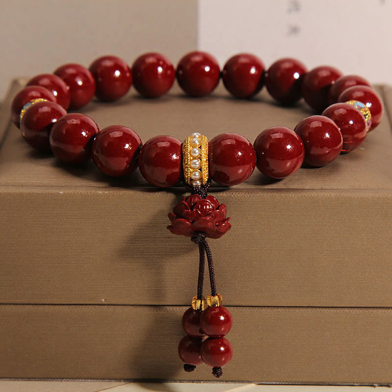 Nimara Ritual Cinnabar Lotus Blessing Charm Bracelet