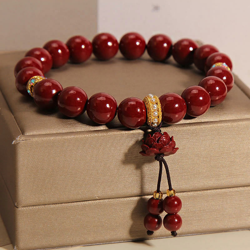 Nimara Ritual Cinnabar Lotus Blessing Charm Bracelet