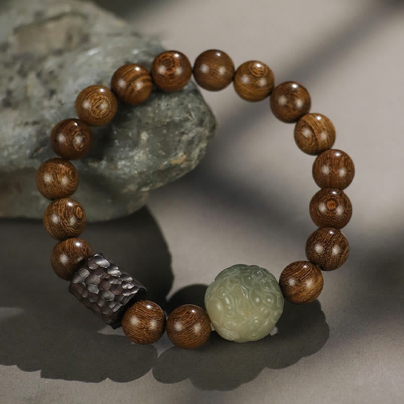 Calm Healing Sandalwood Bodhi Seed PiXiu Ebony Wood Bead Bracelet