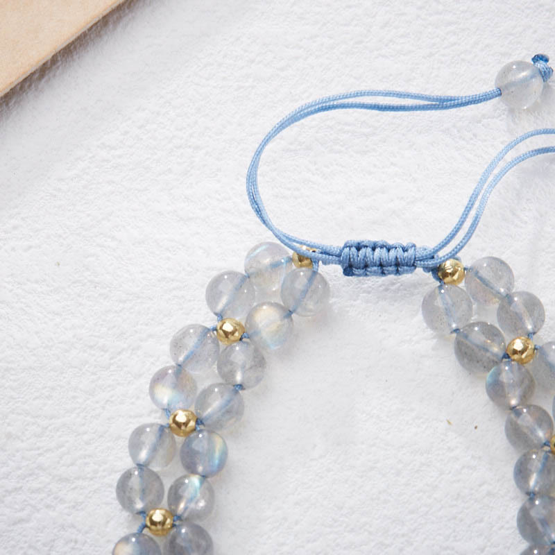 Nimara Ritual Natural Moonstone Butterfly Bamboo Healing String Bracelet