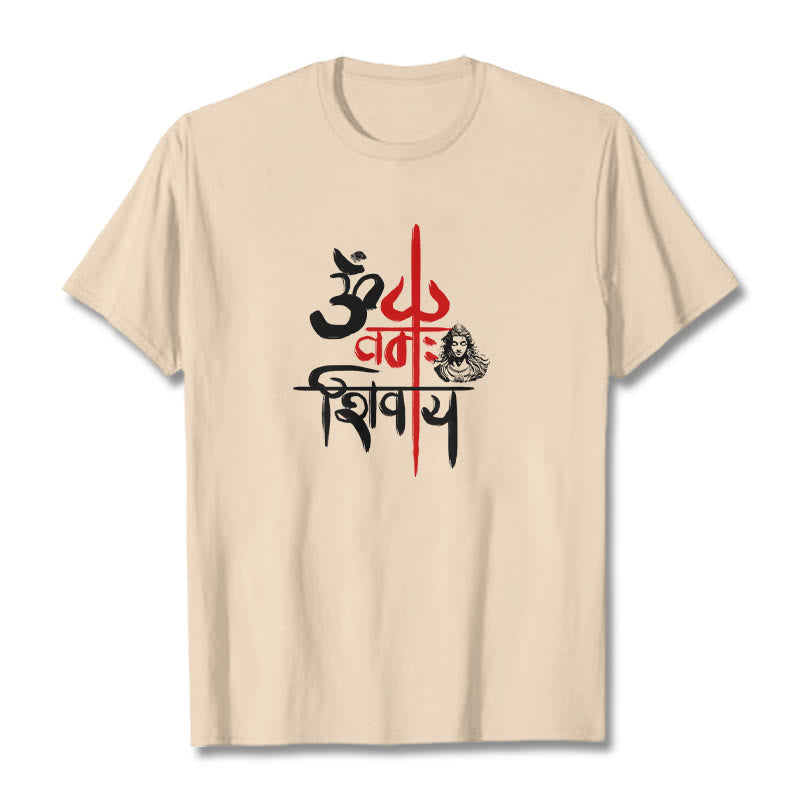 Nimara Ritual OM NAMAH SHIVAYA Red Trident Cotton Tee T-shirt