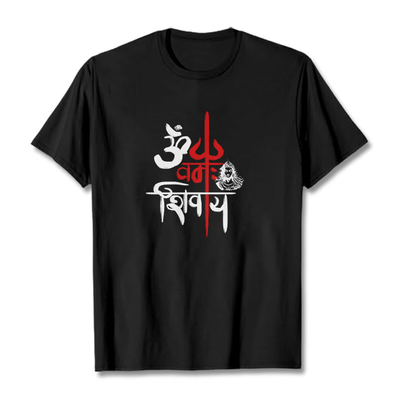 Nimara Ritual OM NAMAH SHIVAYA Red Trident Cotton Tee T-shirt