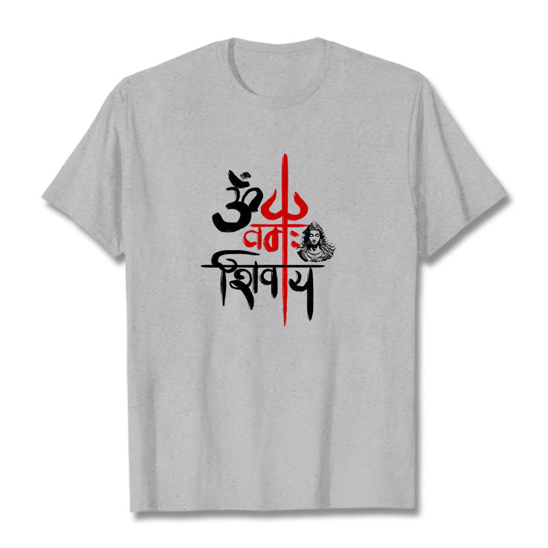 Nimara Ritual OM NAMAH SHIVAYA Red Trident Cotton Tee T-shirt