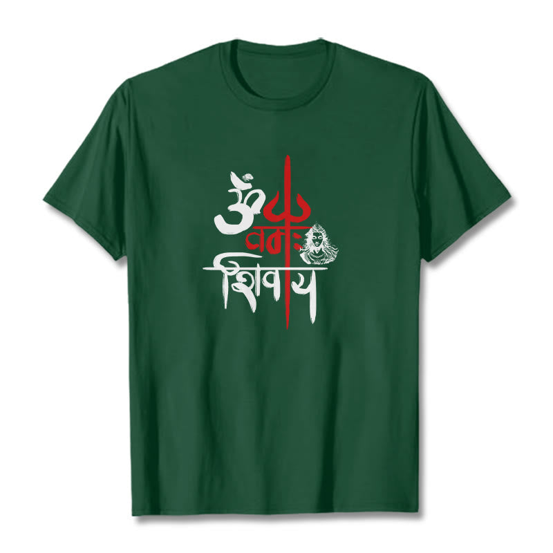 Nimara Ritual OM NAMAH SHIVAYA Red Trident Cotton Tee T-shirt