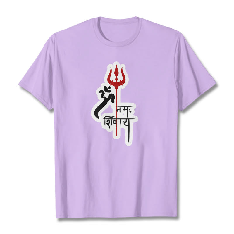 Nimara Ritual OM NAMAH SHIVAYA Red Trident Profile Cotton Tee T-shirt