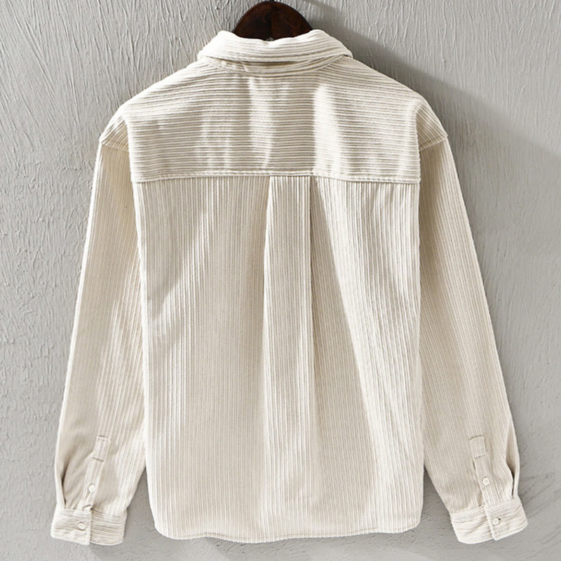 Nimara Ritual Men's Long Sleeve Fleece Lined With Pocket Corduroy Comfortable Shirt