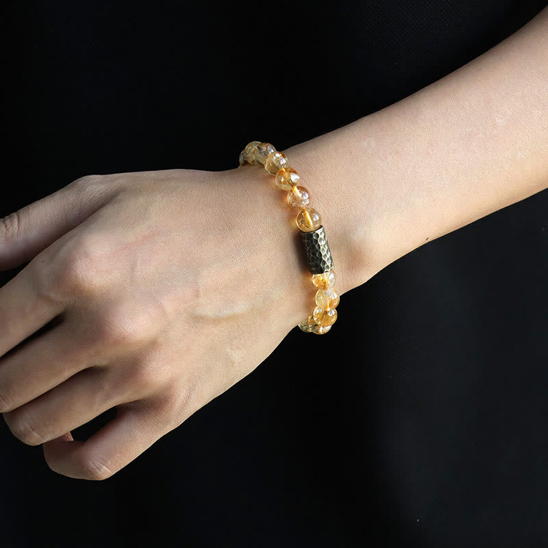 Nimara Ritual Citrine Sandalwood Bodhi Seed Protection Double Wrap Bracelet
