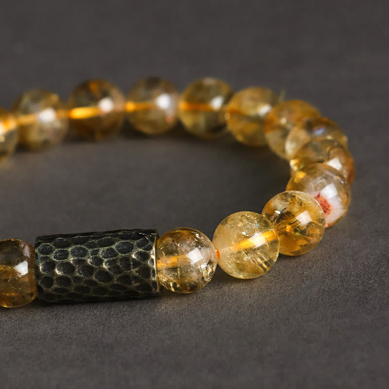 Nimara Ritual Citrine Sandalwood Bodhi Seed Protection Double Wrap Bracelet