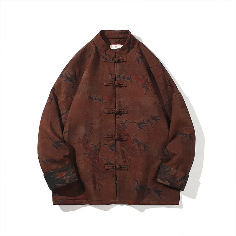 Nimara Ritual Frog-Button Chinese Tang Suit Long Shirt Cotton Men Jacket Clothing