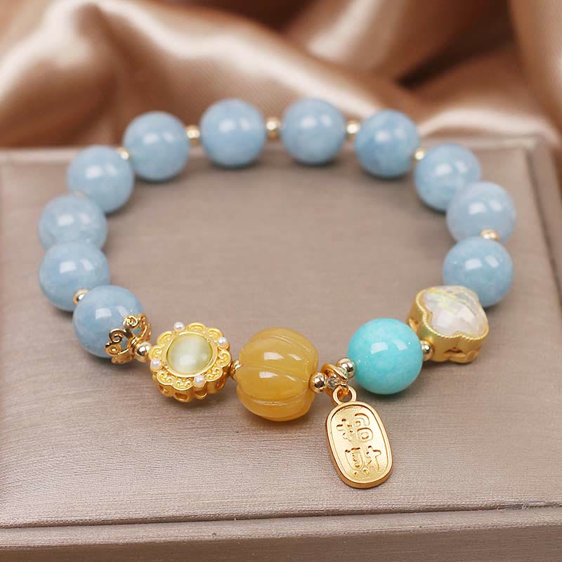 Nimara Ritual Aquamarine Pumpkin Pearl Wealth Protection Bracelet