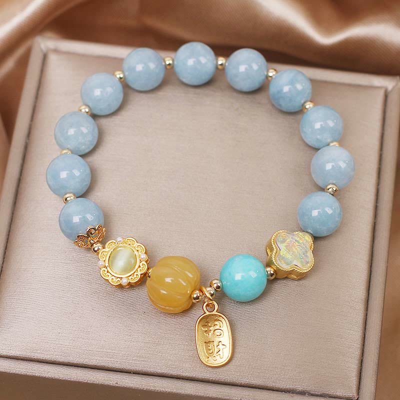 Nimara Ritual Aquamarine Pumpkin Pearl Wealth Protection Bracelet
