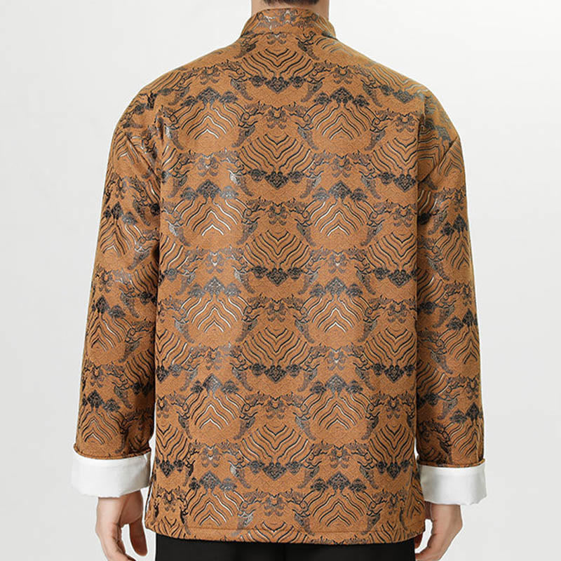 Nimara Ritual Frog-Button Chinese Tang Suit Wave Shape Long Shirt Men Jacket Clothing