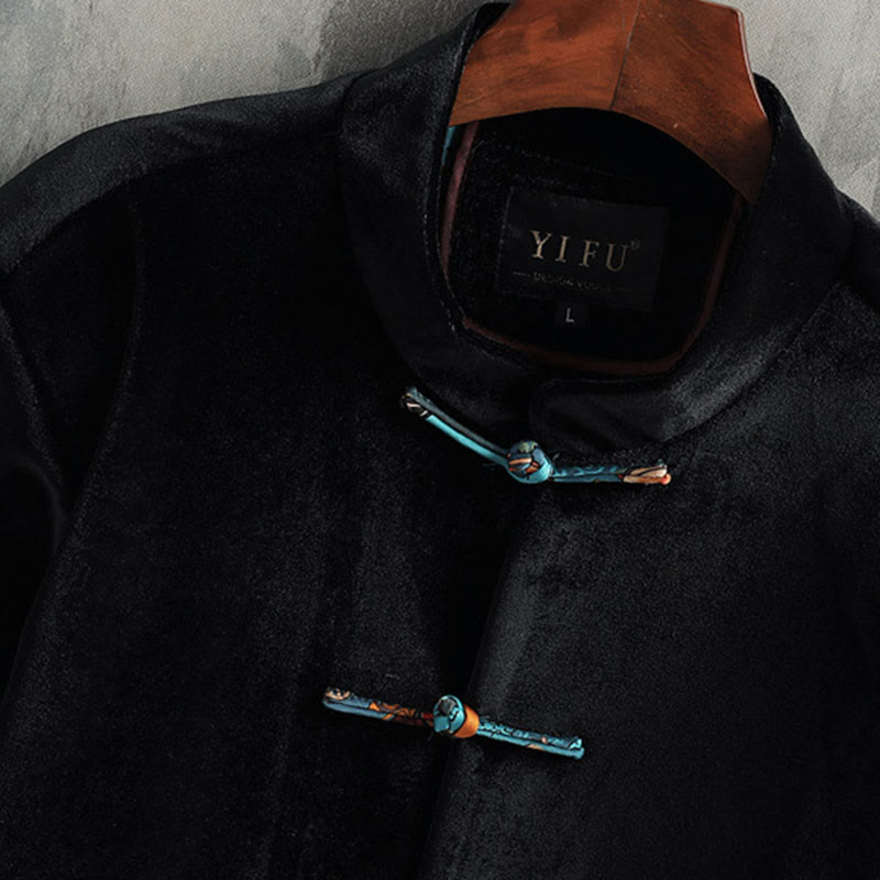 Nimara Ritual Tang Suit Frog-button Round Neck Cotton Men's Jacket Shirt Clothing
