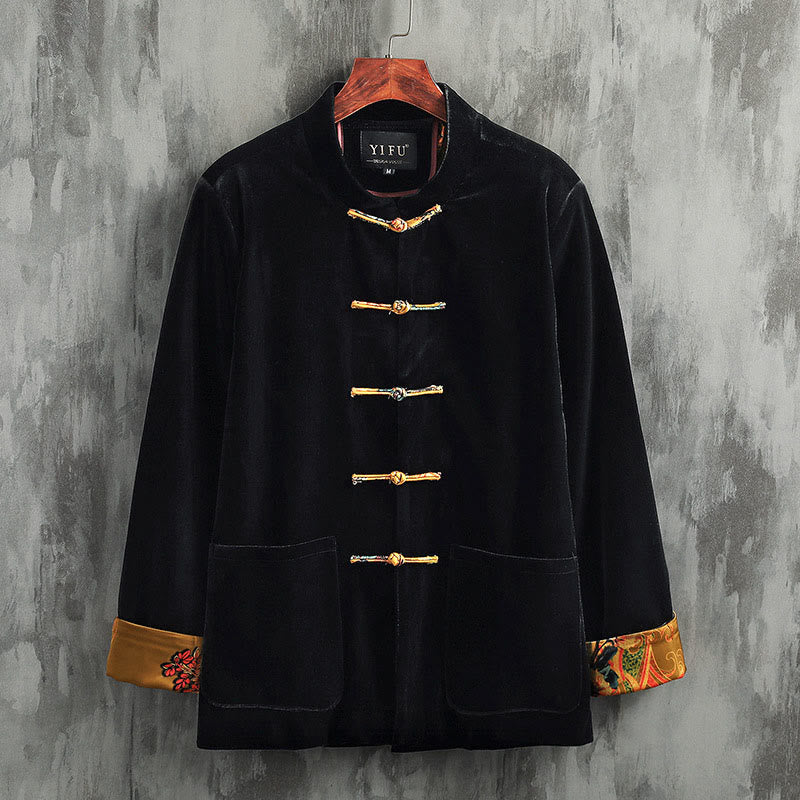 Nimara Ritual Tang Suit Frog-button Round Neck Cotton Men's Jacket Shirt Clothing