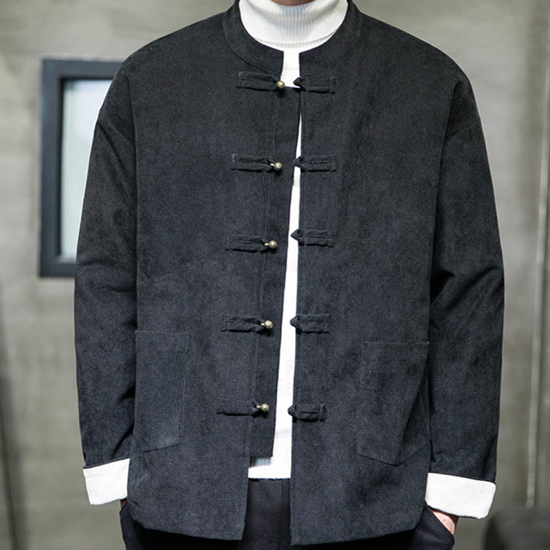 Nimara Ritual Solid Color Frog-button Men's Jacket Shirt Clothing