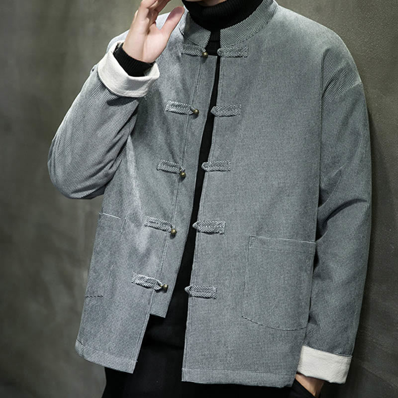 Nimara Ritual Solid Color Frog-button Men's Jacket Shirt Clothing