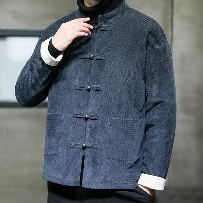 Nimara Ritual Solid Color Frog-button Men's Jacket Shirt Clothing