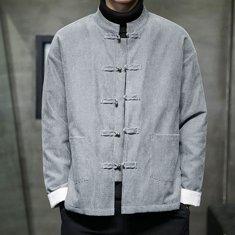 Nimara Ritual Solid Color Frog-button Men's Jacket Shirt Clothing