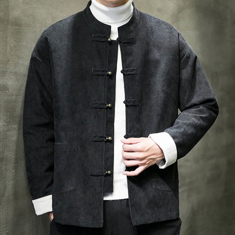 Nimara Ritual Solid Color Frog-button Men's Jacket Shirt Clothing