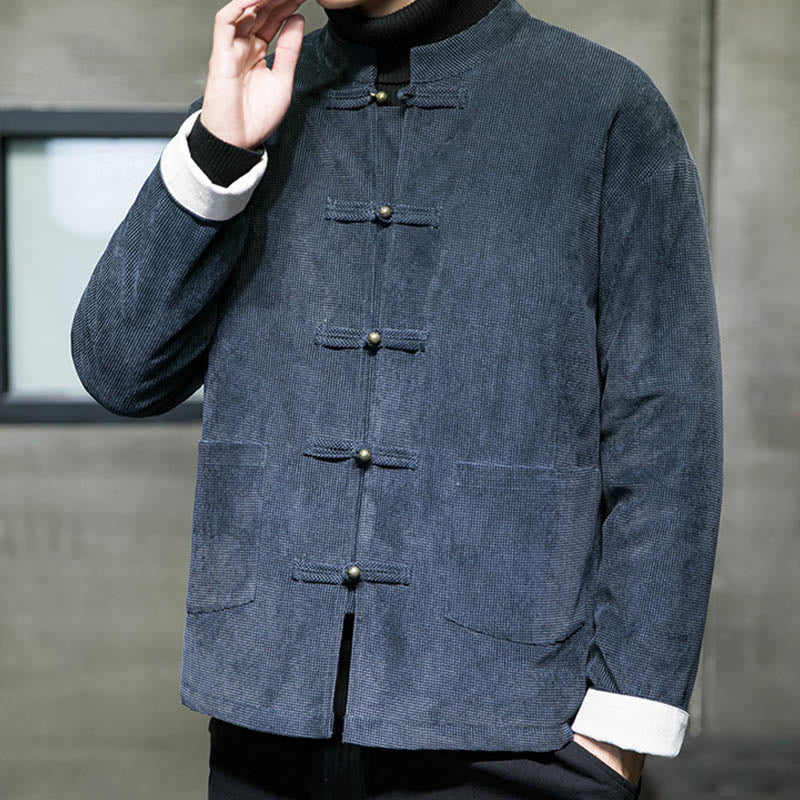 Nimara Ritual Solid Color Frog-button Men's Jacket Shirt Clothing