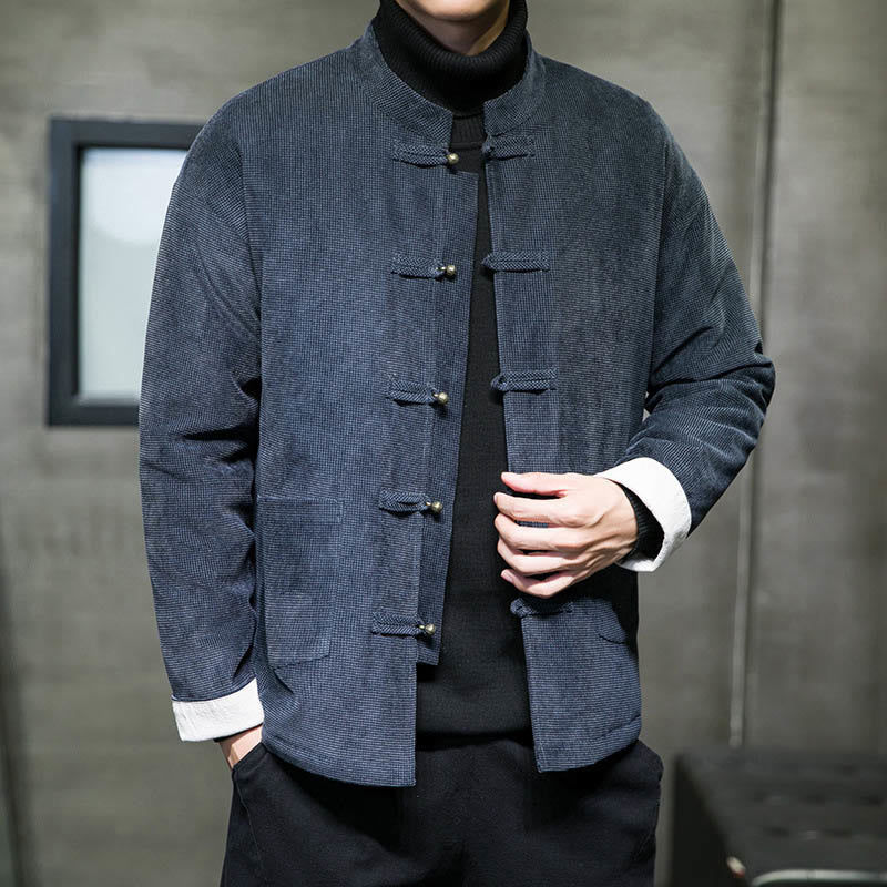 Nimara Ritual Solid Color Frog-button Men's Jacket Shirt Clothing