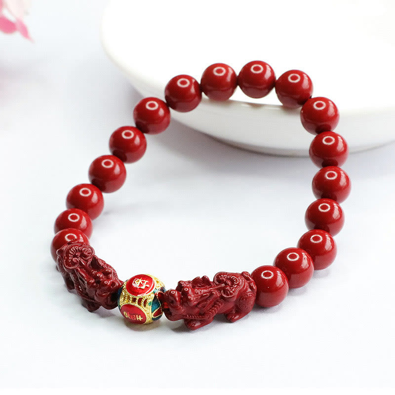Nimara Ritual Cinnabar Double PIXIU Keep Away Evil Spirits Bracelet