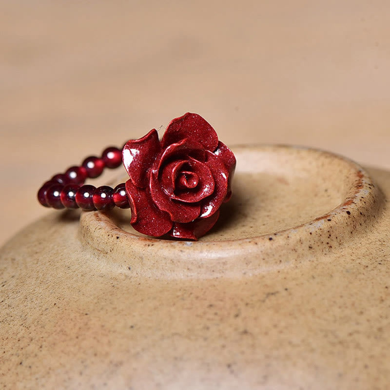 Nimara Ritual Cinnabar Rose Garnet Beads Concentration Ring