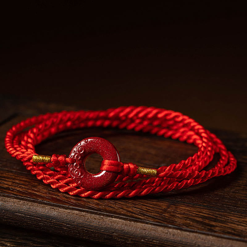 Nimara Ritual Natural Cinnabar Peace Buckle Blessing Red String Belly Chain
