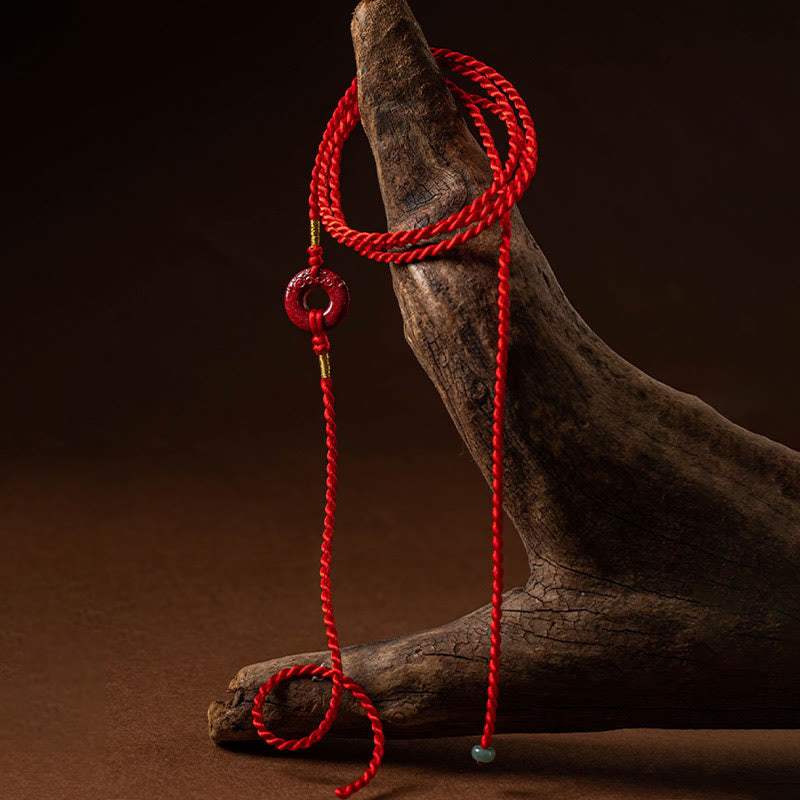 Nimara Ritual Natural Cinnabar Peace Buckle Blessing Red String Belly Chain