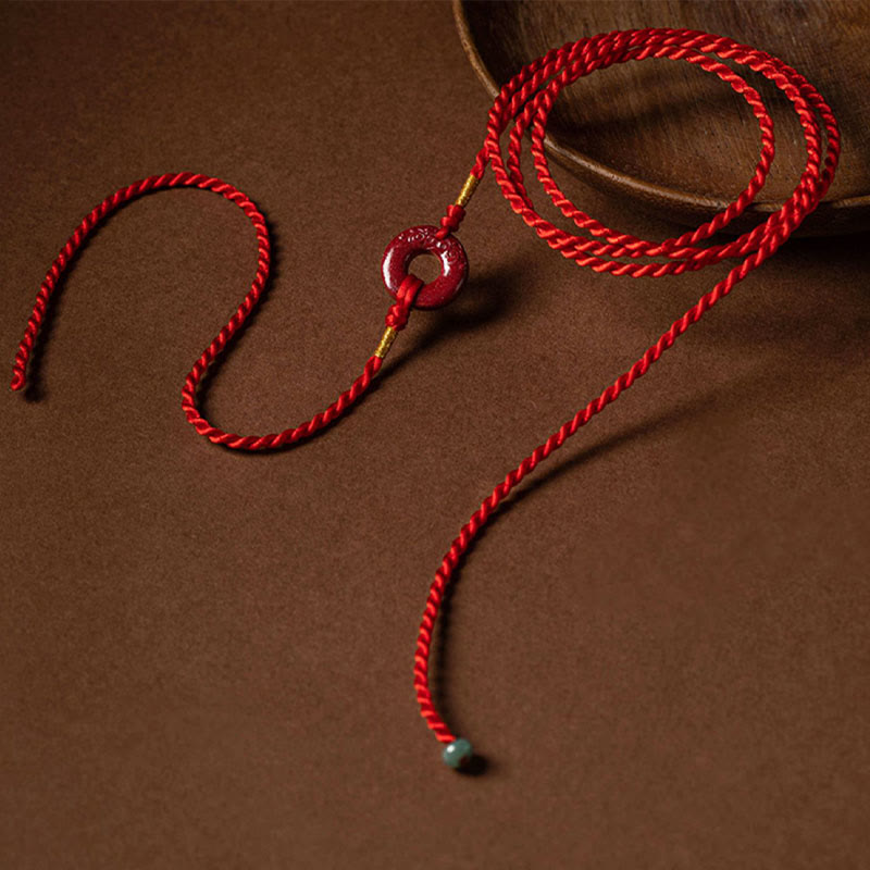 Nimara Ritual Natural Cinnabar Peace Buckle Blessing Red String Belly Chain