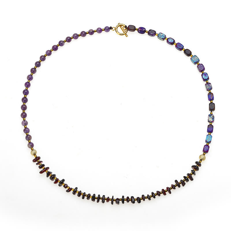 Nimara Ritual Amethyst Garnet Emperor Stone Communication Triple Wrap Bracelet