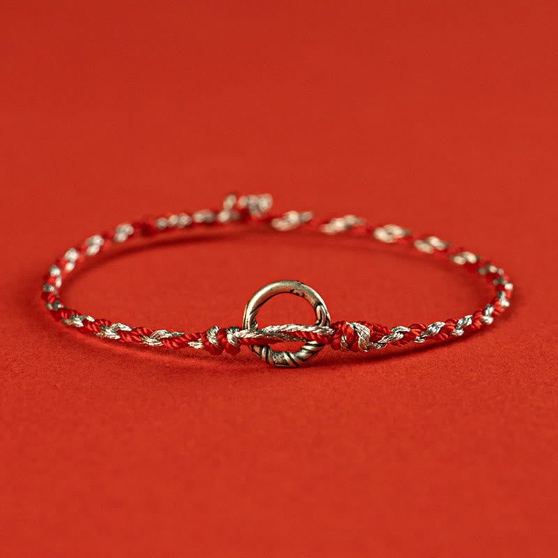 Nimara Ritual 925 Sterling Silver Peace Buckle Luck String Bracelet