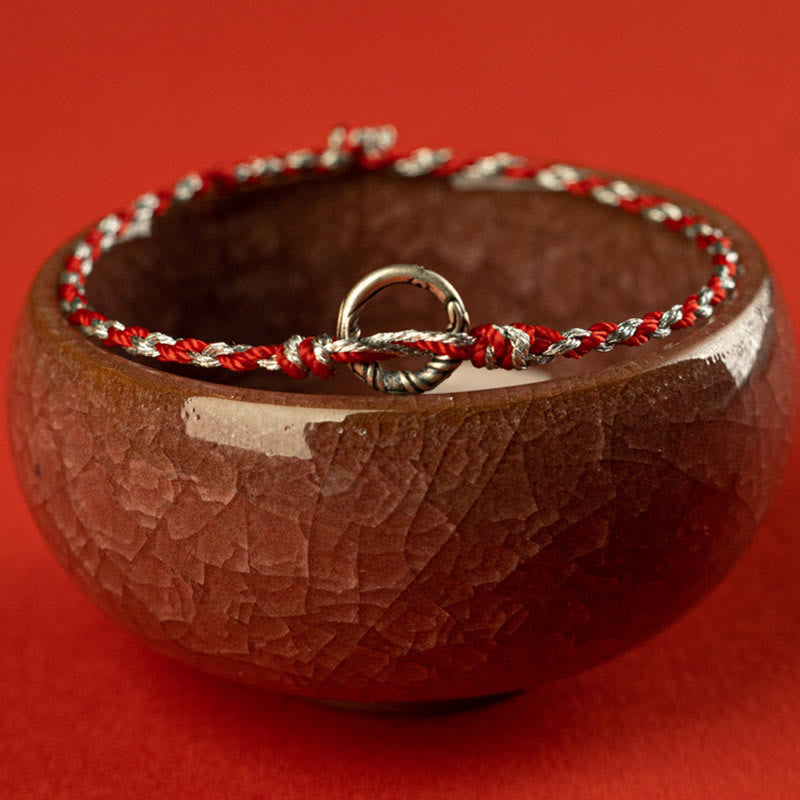 Nimara Ritual 925 Sterling Silver Peace Buckle Luck String Bracelet