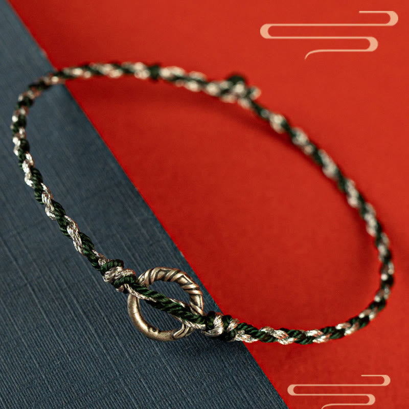 Nimara Ritual 925 Sterling Silver Peace Buckle Luck String Bracelet