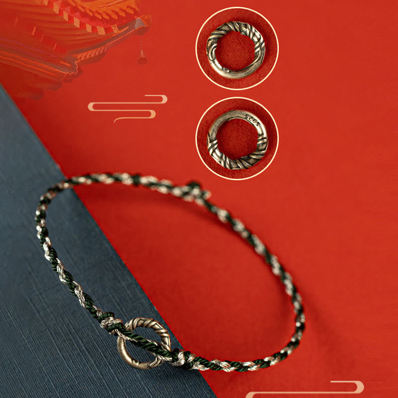 Nimara Ritual 925 Sterling Silver Peace Buckle Luck String Bracelet