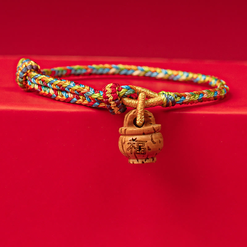 Nimara Ritual Peach Wood Fu Character Safe And Well Wealth Bracelet
