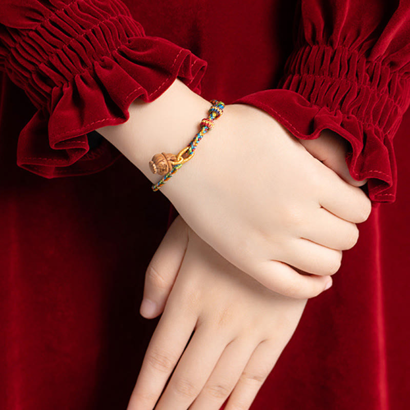 Nimara Ritual Peach Wood Fu Character Safe And Well Wealth Bracelet
