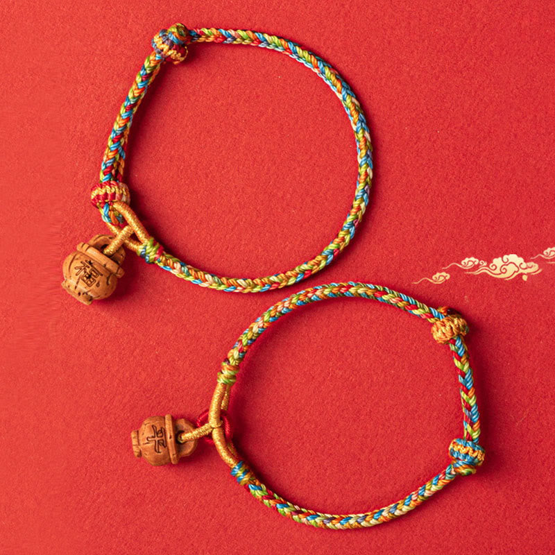 Nimara Ritual Peach Wood Fu Character Safe And Well Wealth Bracelet
