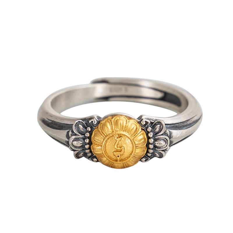 Nimara Ritual 925 Sterling Silver Plated Gold Bodhisattva Tara Protection Adjustable Ring