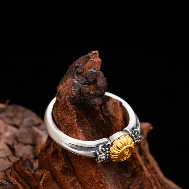 Nimara Ritual 925 Sterling Silver Plated Gold Bodhisattva Tara Protection Adjustable Ring