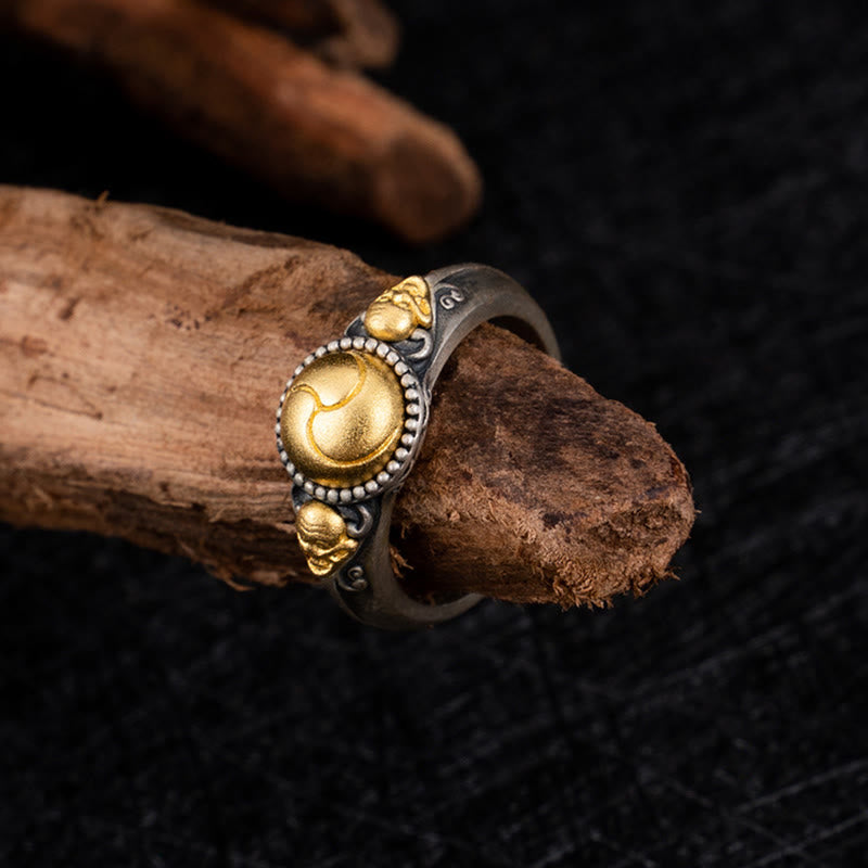 Nimara Ritual 925 Sterling Silver Plated Gold Skeleton Balance Adjustable Ring
