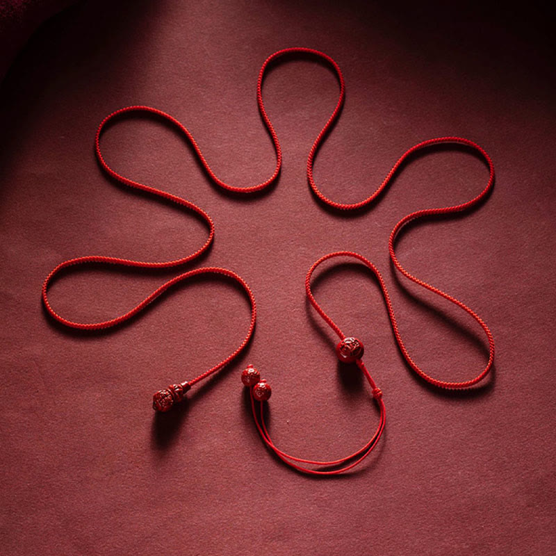 Nimara Ritual Natural Cinnabar Chinese Zodiac Gourd Calm Blessing Red String Belly Chain