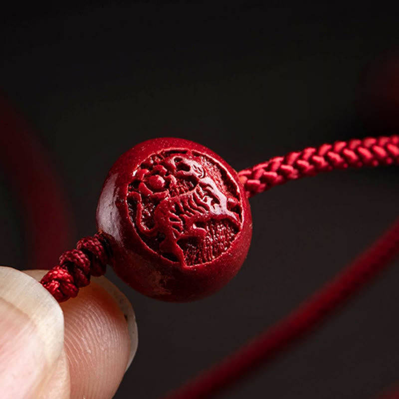 Nimara Ritual Natural Cinnabar Chinese Zodiac Gourd Calm Blessing Red String Belly Chain