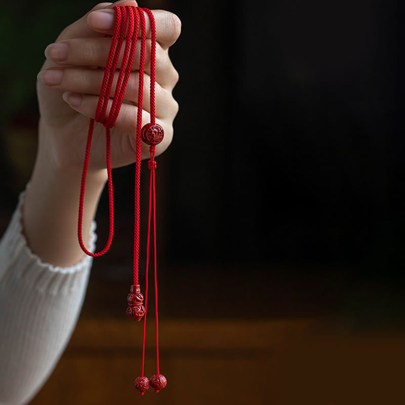 Nimara Ritual Natural Cinnabar Chinese Zodiac Gourd Calm Blessing Red String Belly Chain