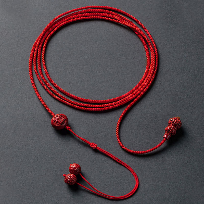 Nimara Ritual Natural Cinnabar Chinese Zodiac Gourd Calm Blessing Red String Belly Chain